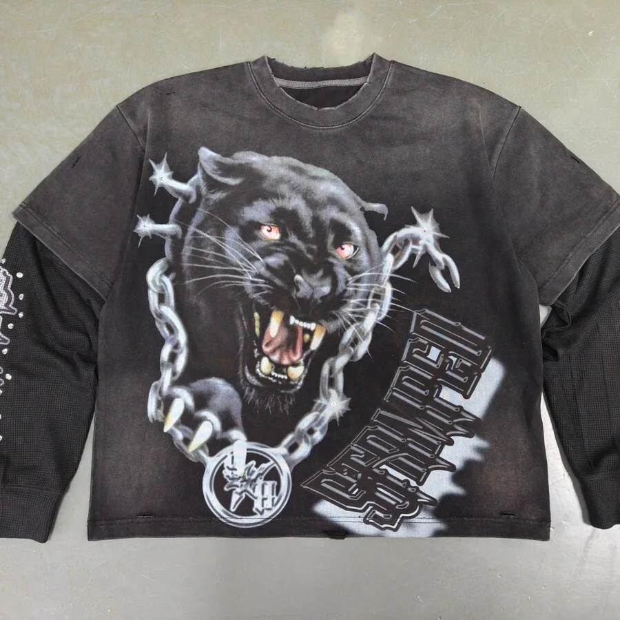 Black graphic long sleeve sample