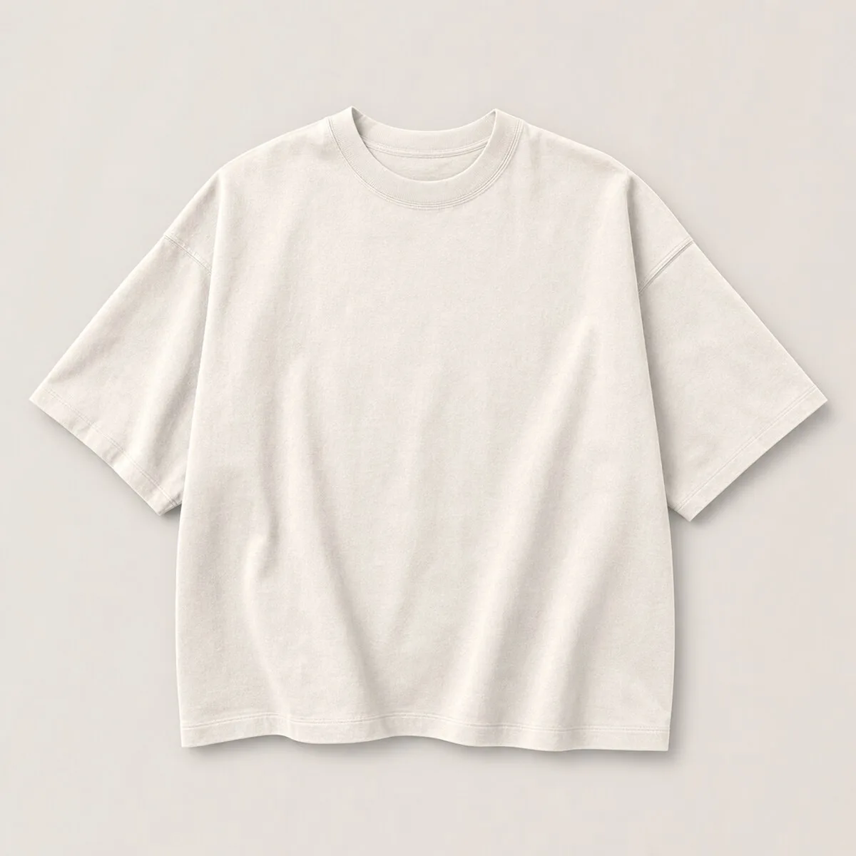 Cream crew-neck T-shirt with a clean front and relaxed silhouette