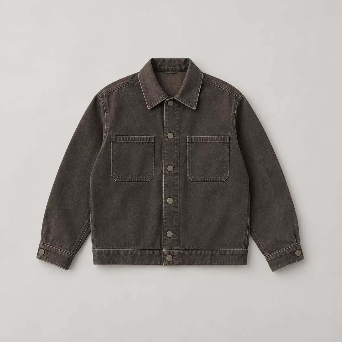 Washed heavy twill work jacket with chest patch pockets