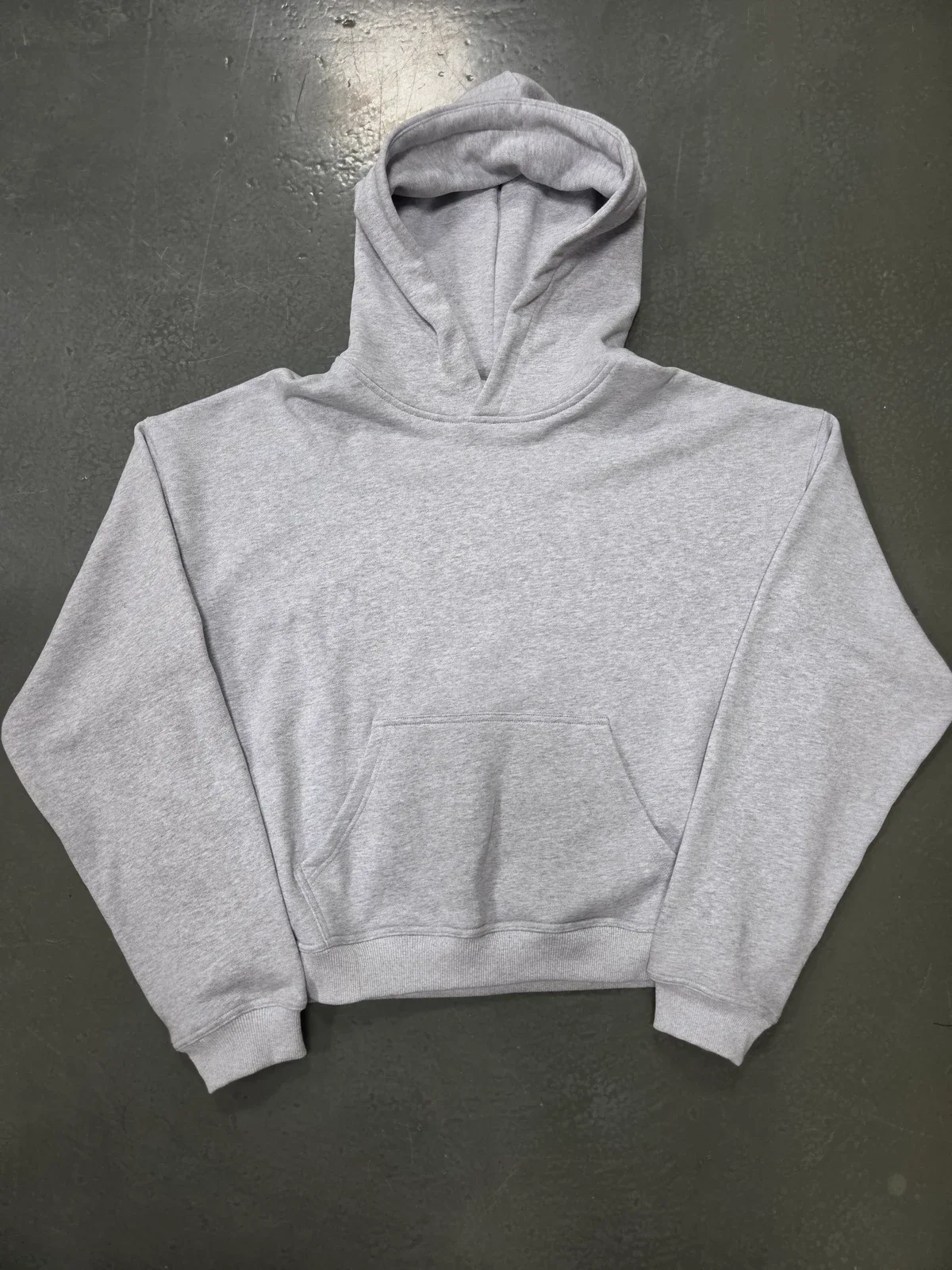 Grey heavyweight pullover hoodie sample