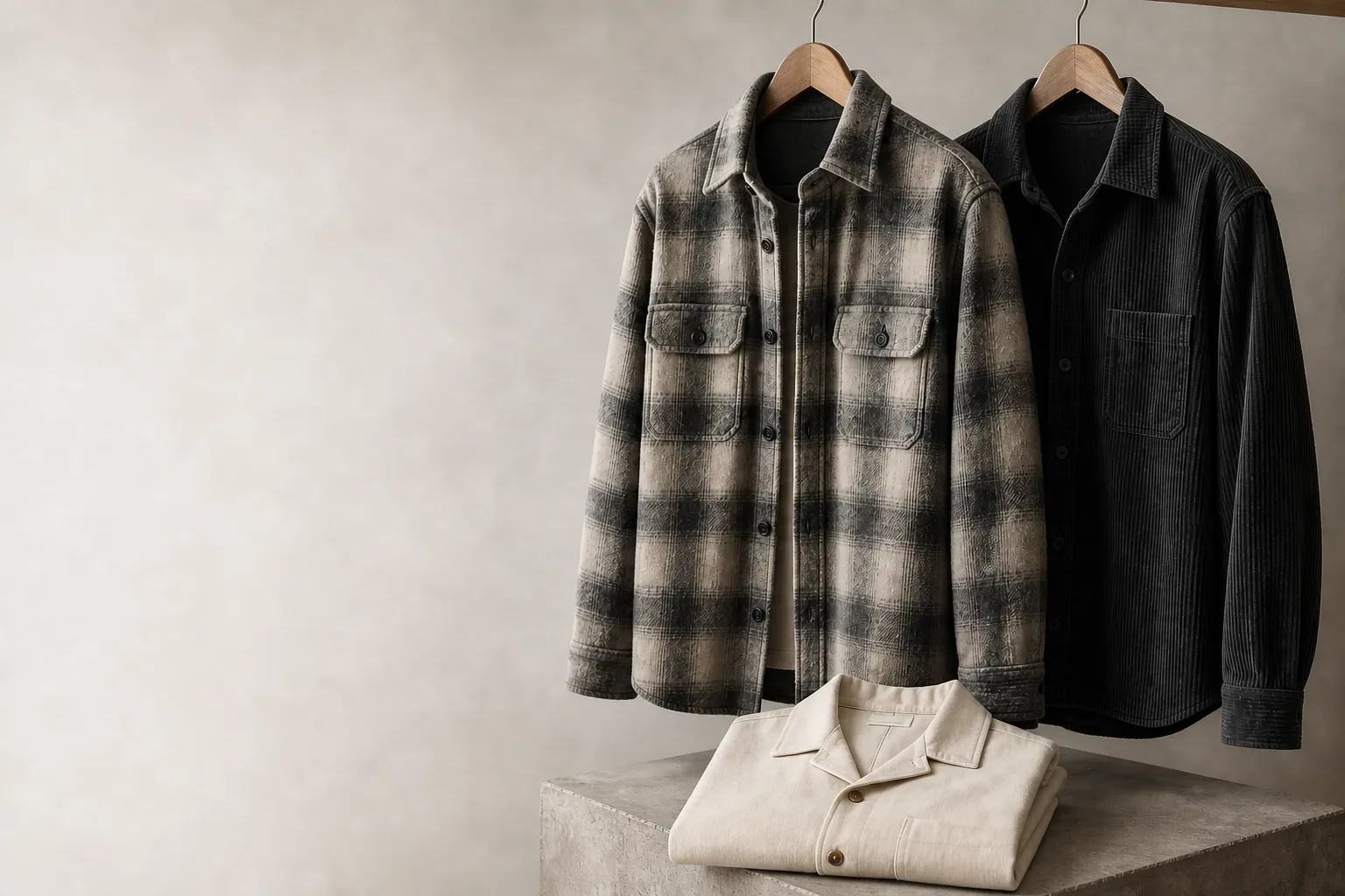 Flannel and corduroy overshirt design references